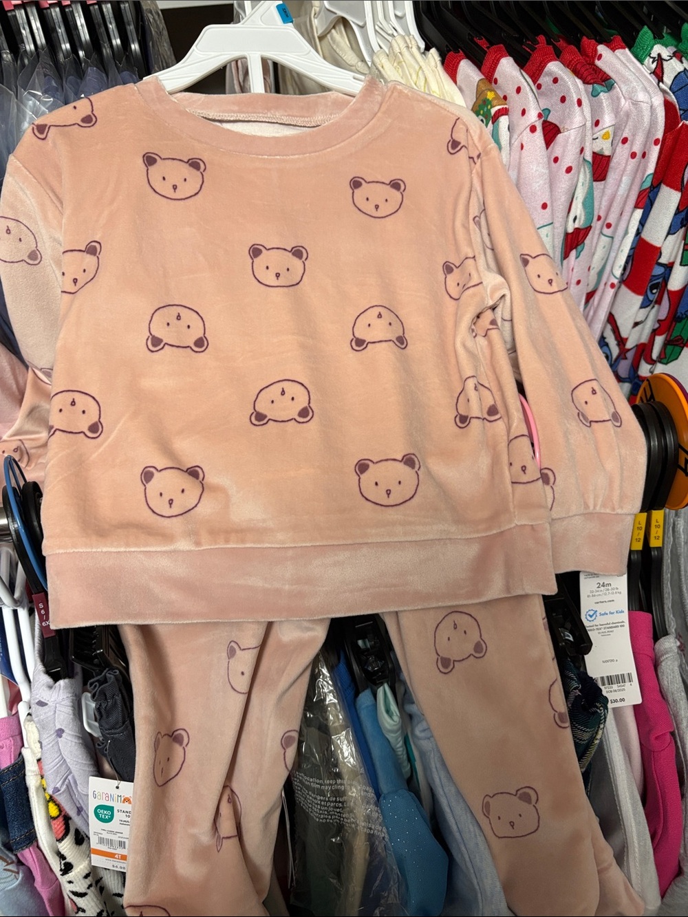 Carter's Plush Bear-print Two-Piece Pajama Set - Blush Pink